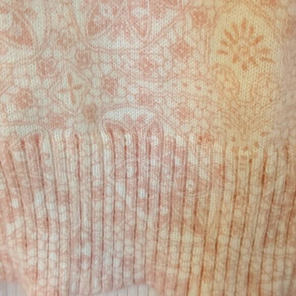 GAP Cardigan Med Dressy Pink/Cream Floral Cardigan Sweater Rhinestone Buttons - Picture 6 of 8